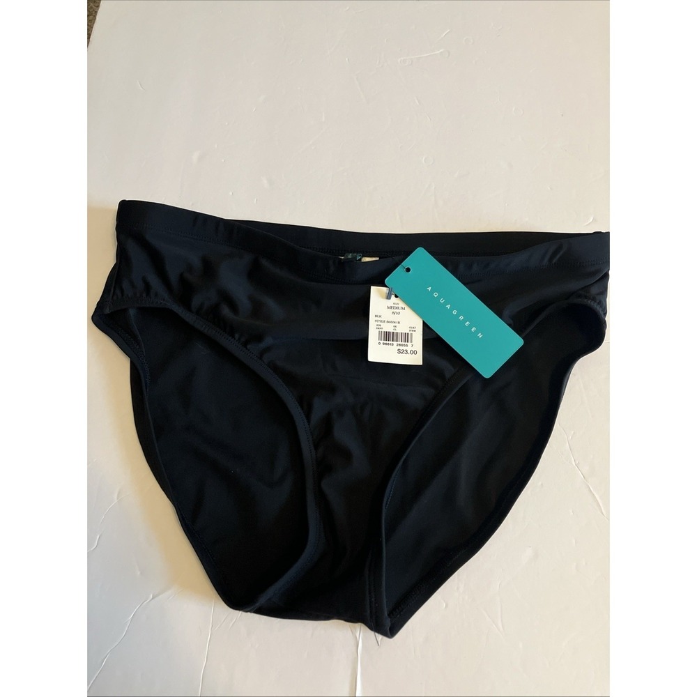 Aqua Green Womens Bikini Bottom Size Medium Black Swimwear Comfortable NWT C828